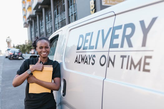 food delivery driver celebrating success