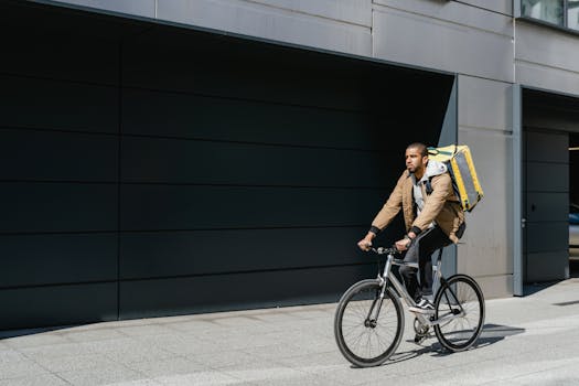 person delivering food in the city