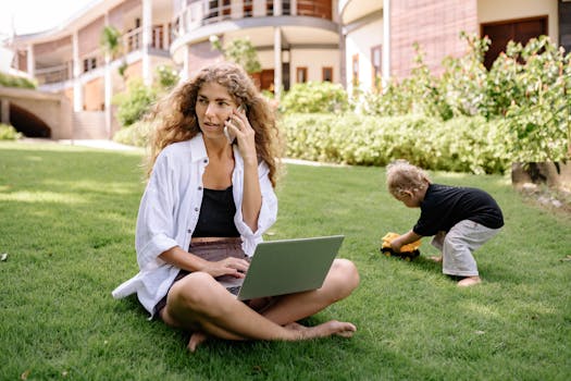 woman balancing freelance work and her family