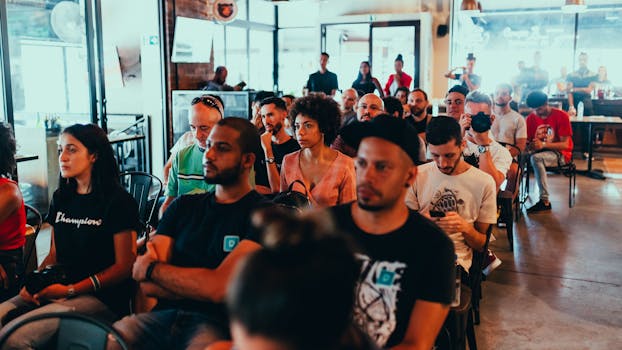 a group of people networking at a business event