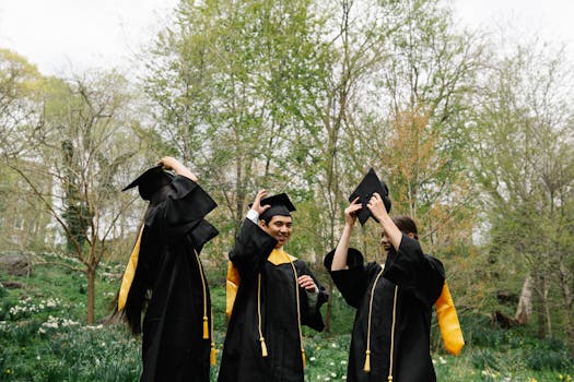 students celebrating their success