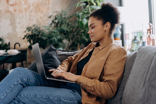 Student studying with laptop