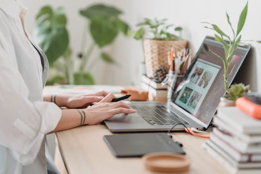 designer showing designs on a computer