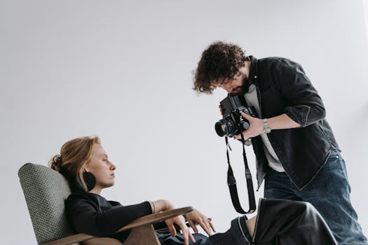 a photographer working with professional equipment