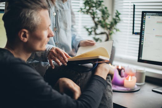 a person working on a laptop in a cozy home office