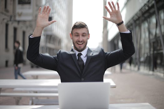 person celebrating writing success